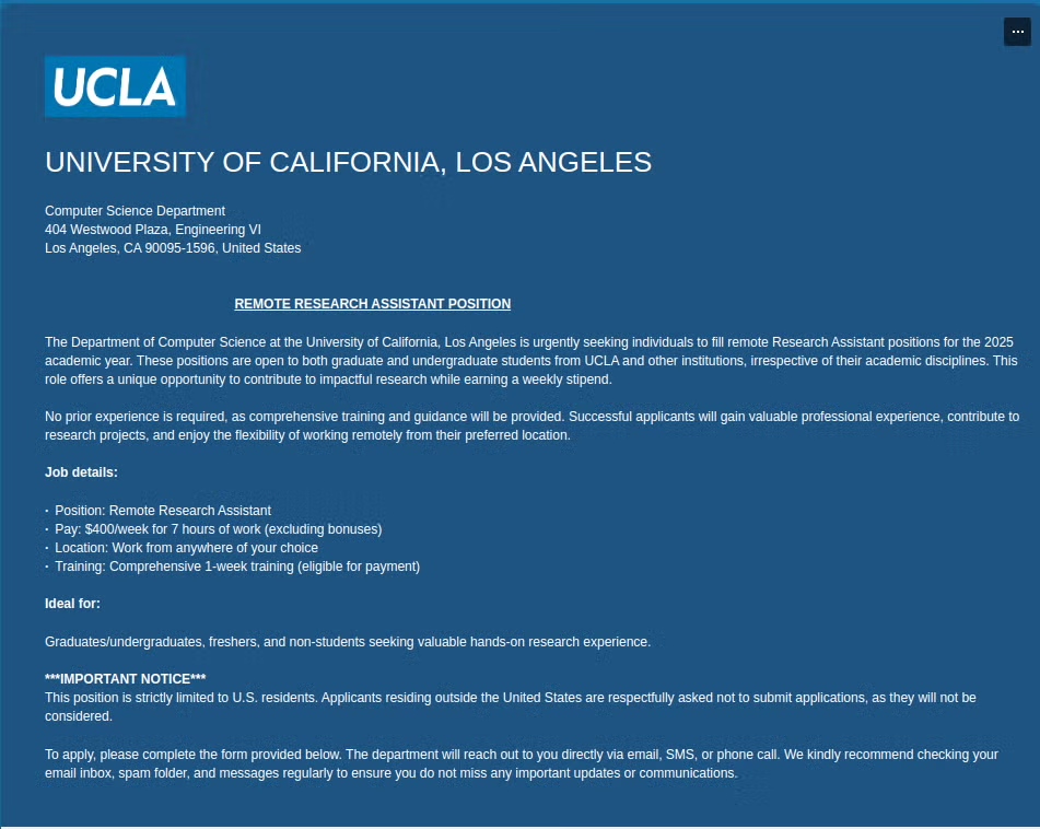 Fake UCLA job posting