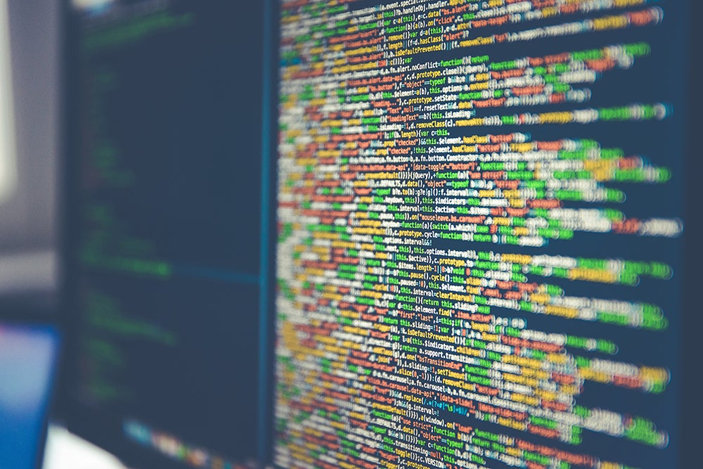 code on computer screen