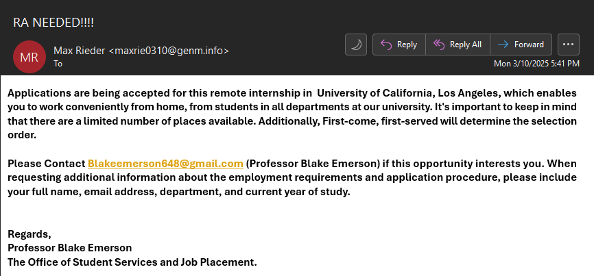 UCLA Phishing email RA NEEDED!!!!