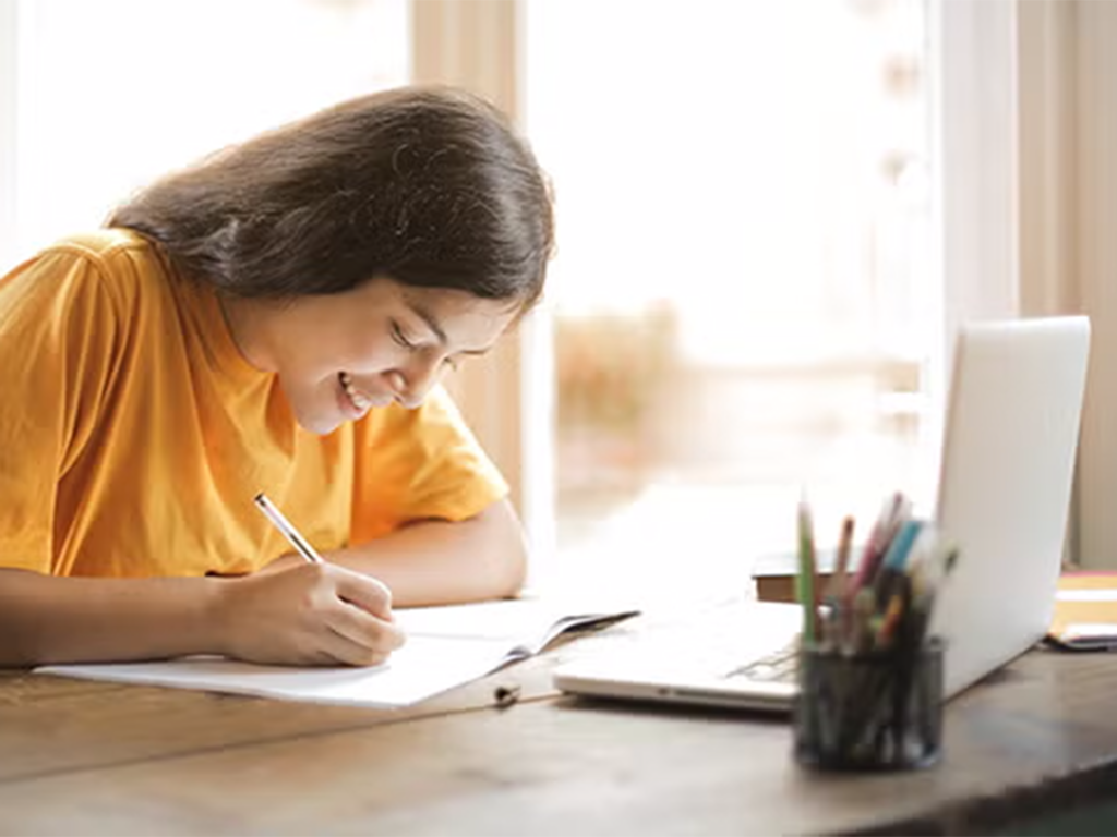 UCLA student studying