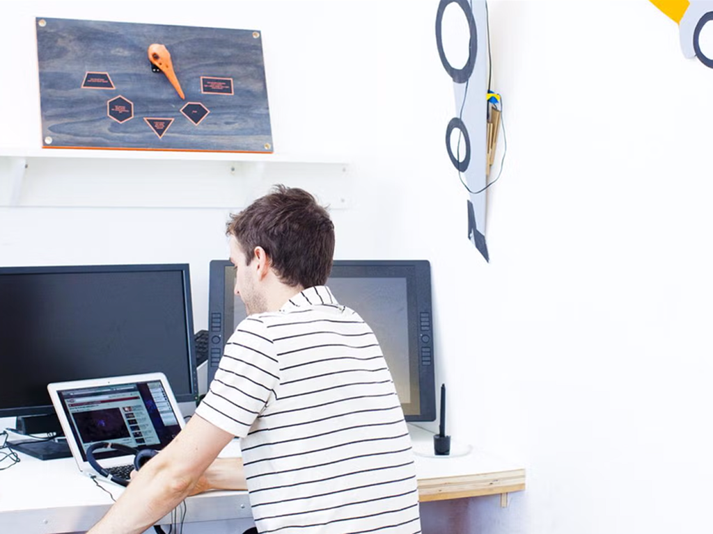 A person working with technology.