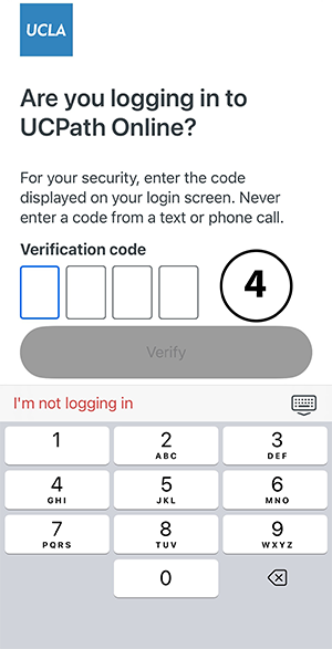 UCLA Duo Mobile Enter Code Screen