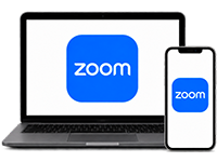 laptop and mobile with zoom logo.