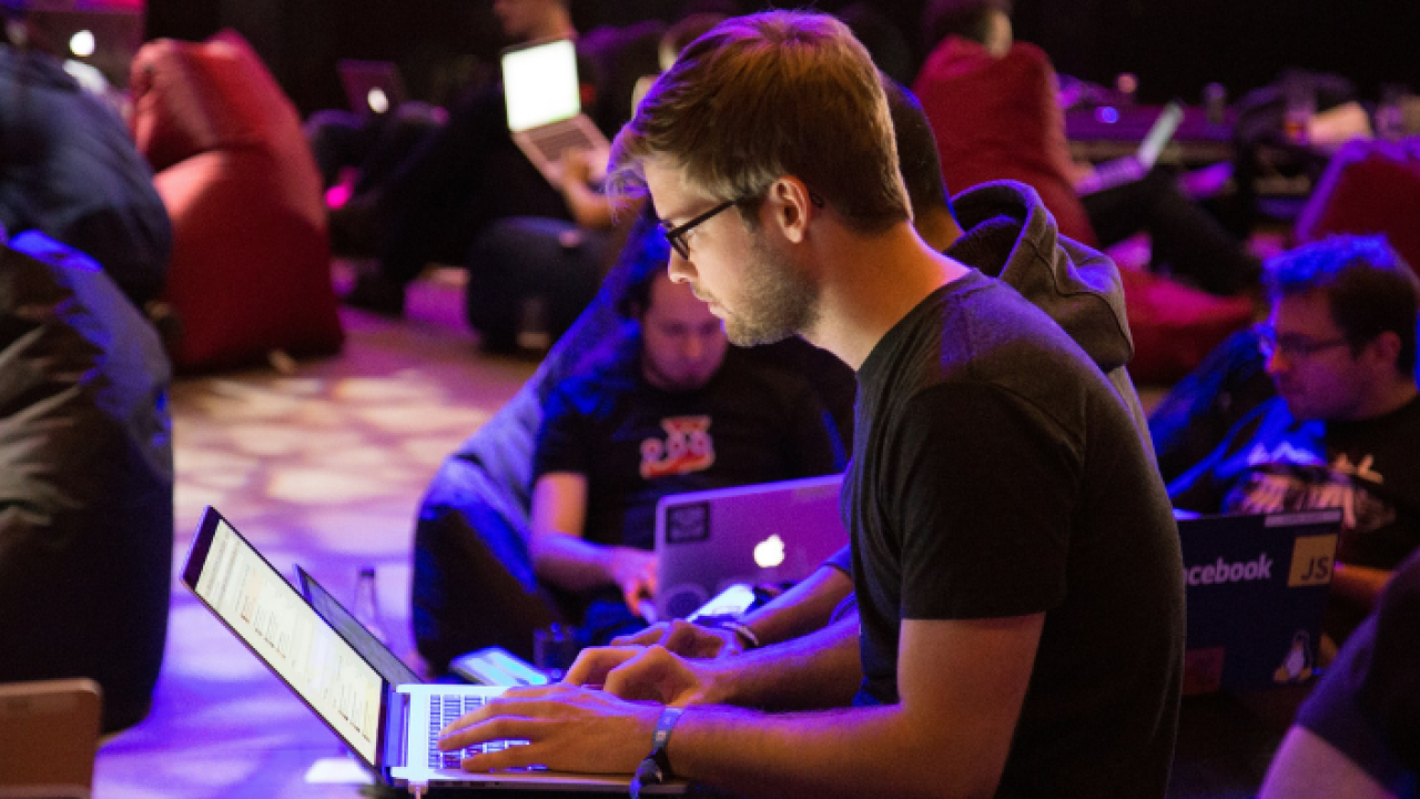 student on his laptop