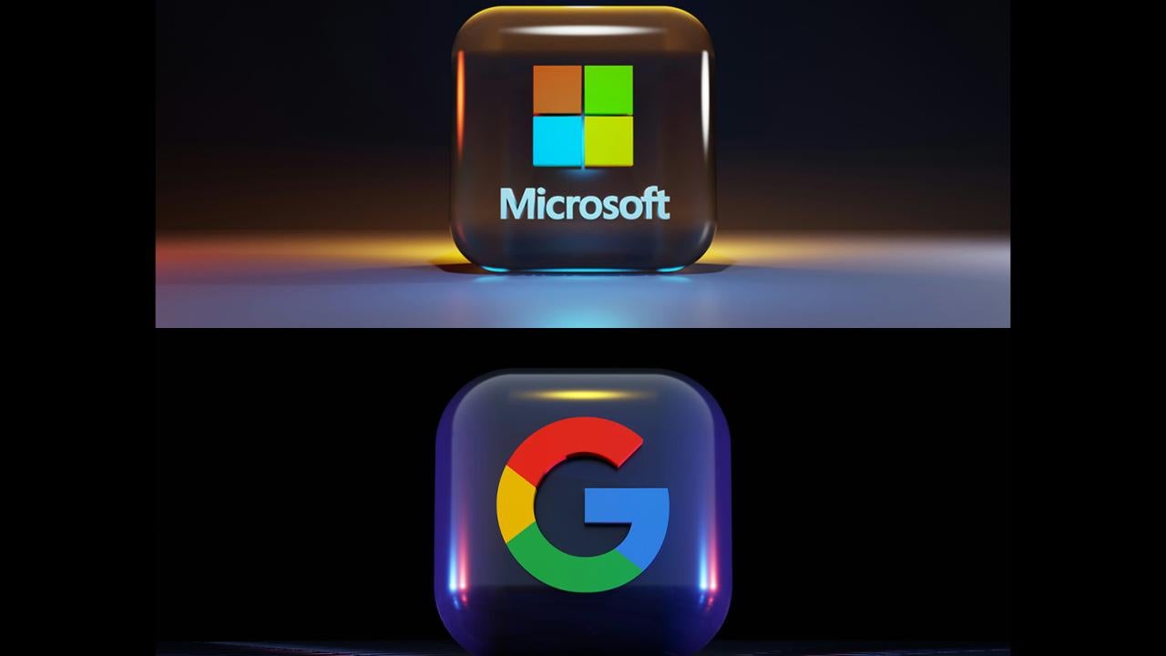 Microsoft and Google icons.
