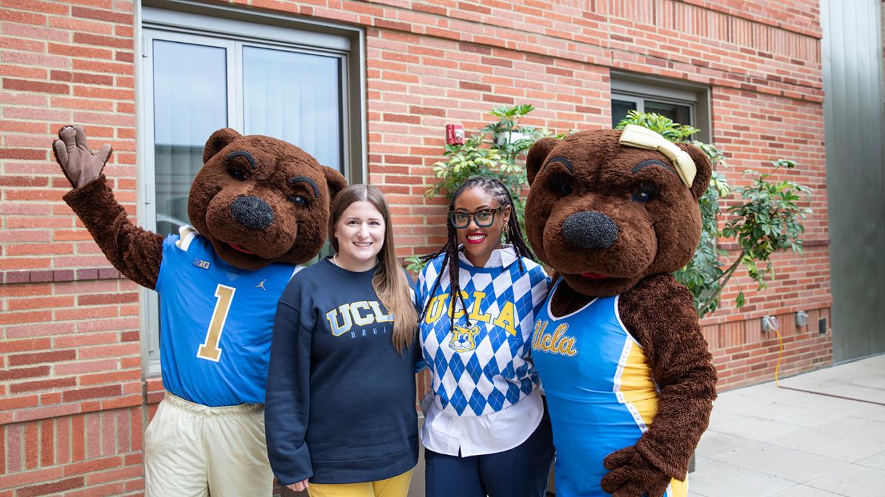 Joe and Josie Bruin Bears with UCLA students.