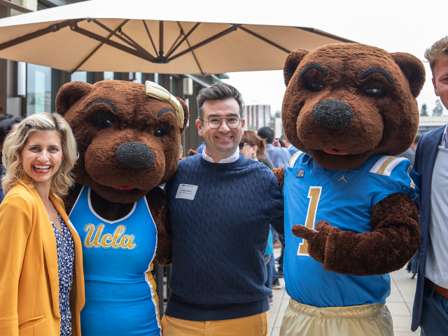 UCLA's Bruin Bears Joe and Josie with employees.