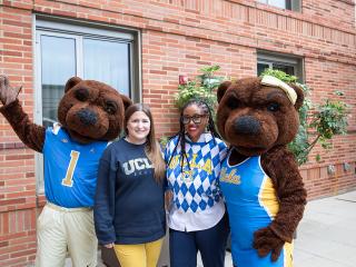 Joe and Josie Bruin Bears with UCLA students.